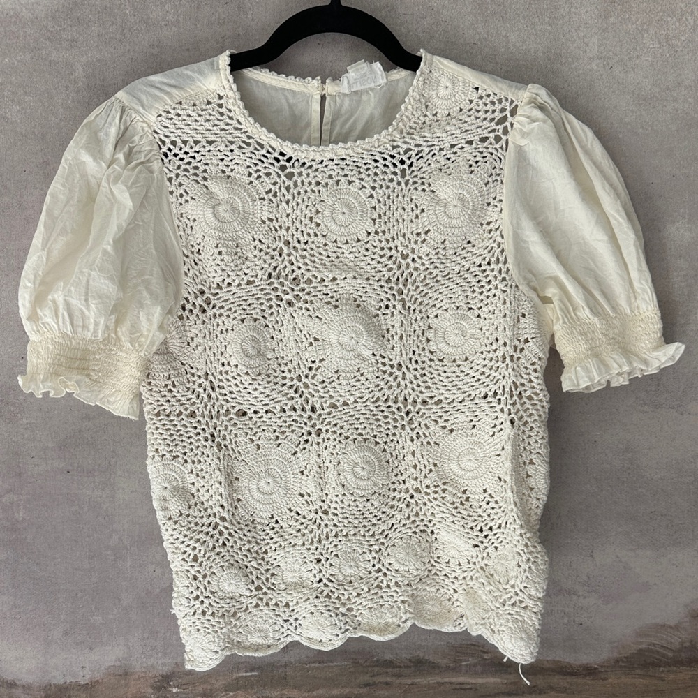 Ivory Crochet Women's Blouse 100% cotton